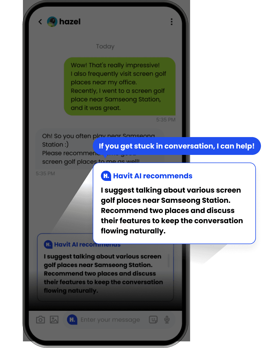 AI conversation tips interface